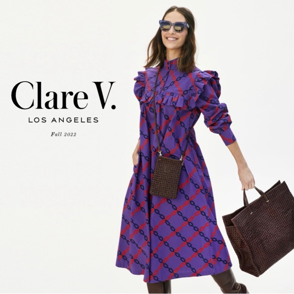 Clare V Charlotte Dress Grape w/ Diagonal Chains NWT $345 medium